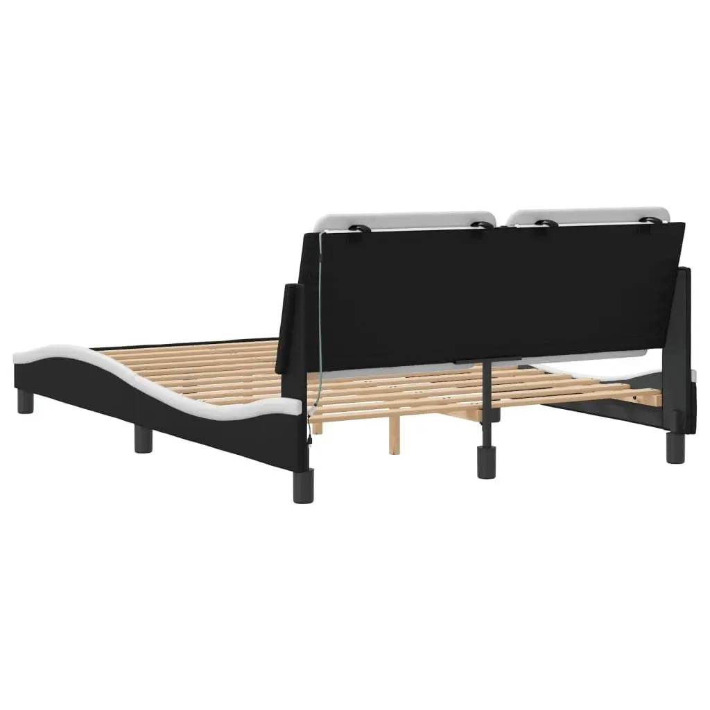 Bed Frame with LED Lights in Black and White