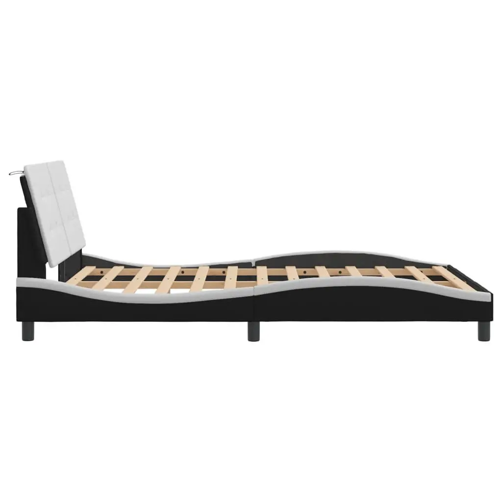 Bed Frame with LED Lights in Black and White