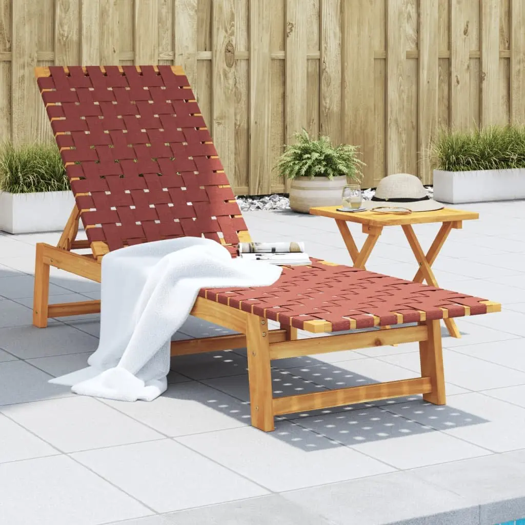 Sun Lounger with Side Table in Red