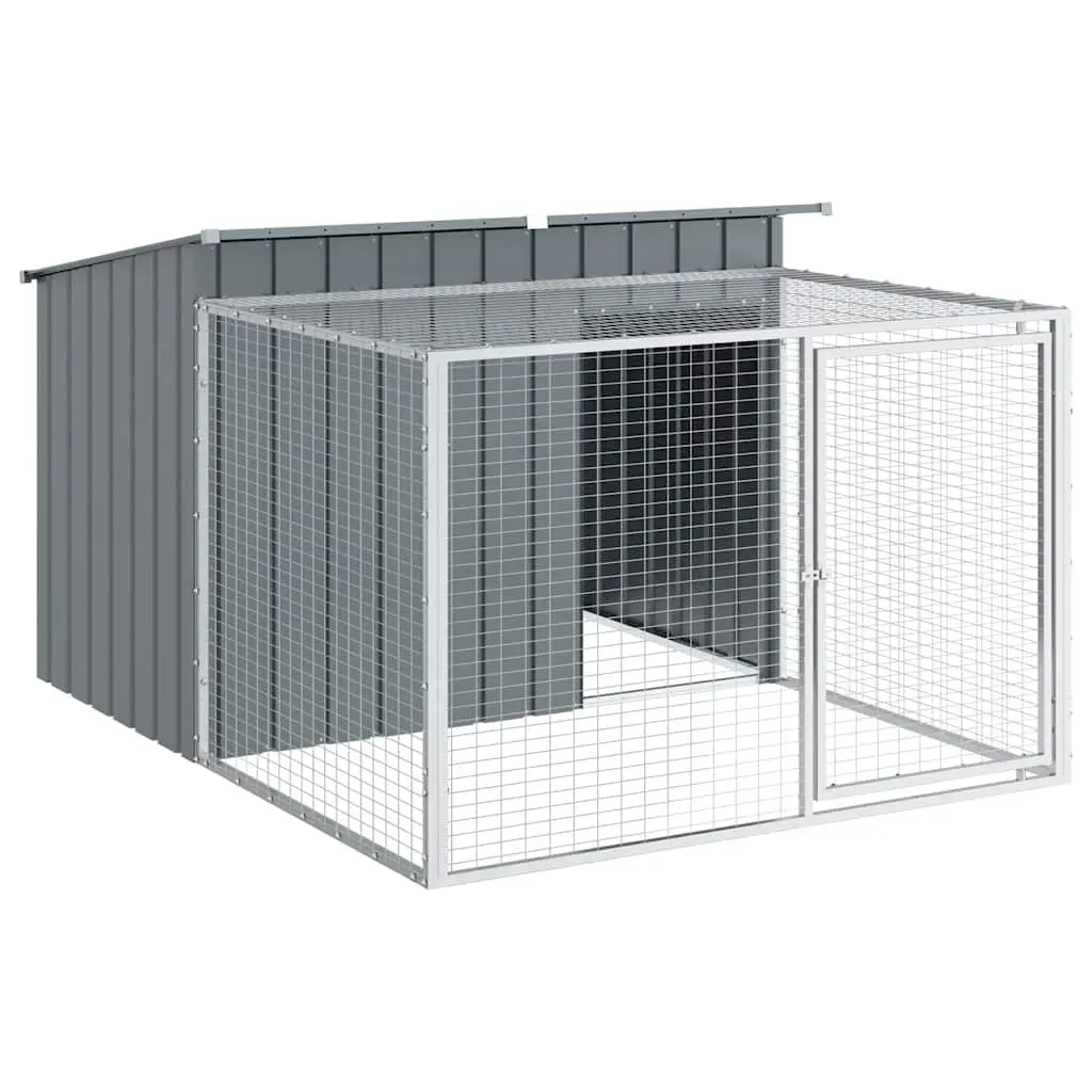 Anthracite Steel Dog House with Run