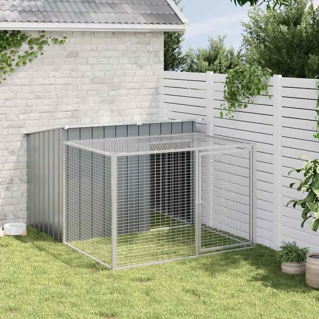 Anthracite Steel Dog House with Run