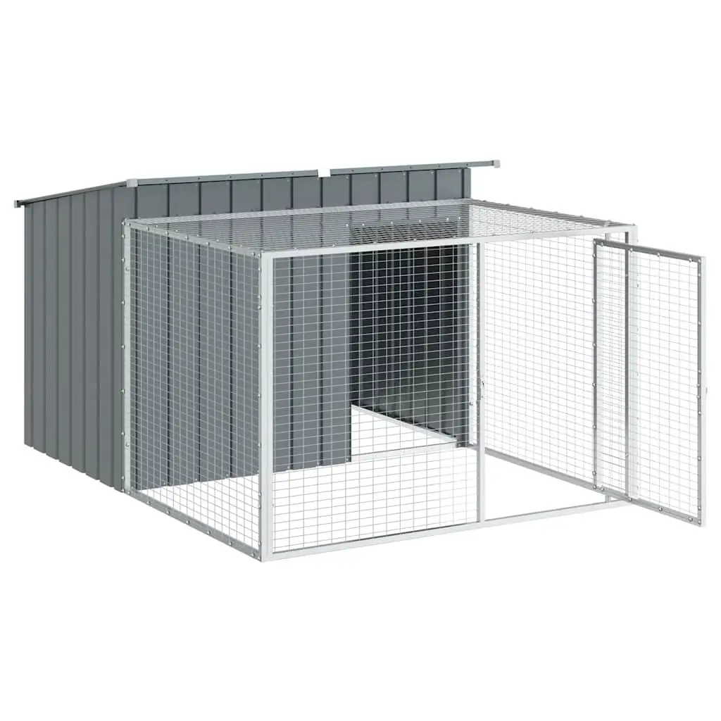 Anthracite Steel Dog House with Run