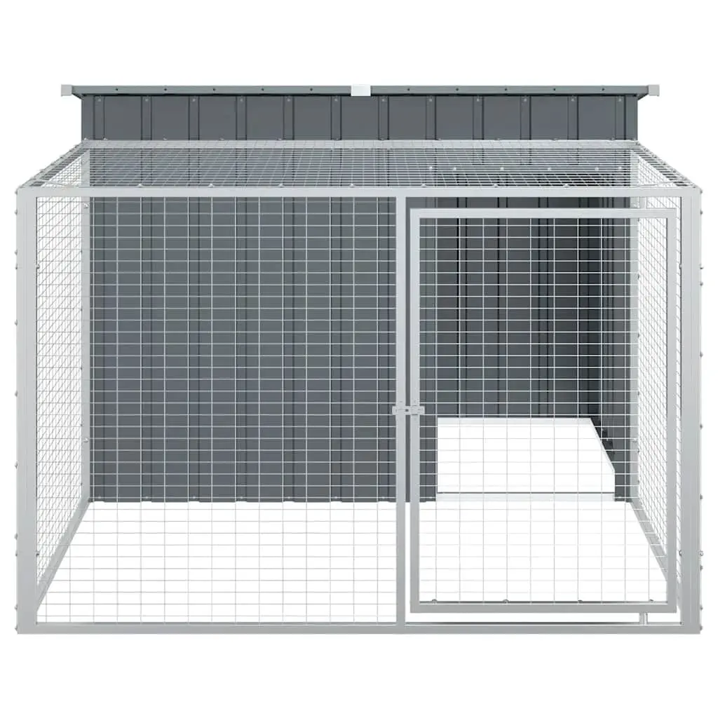 Anthracite Steel Dog House with Run