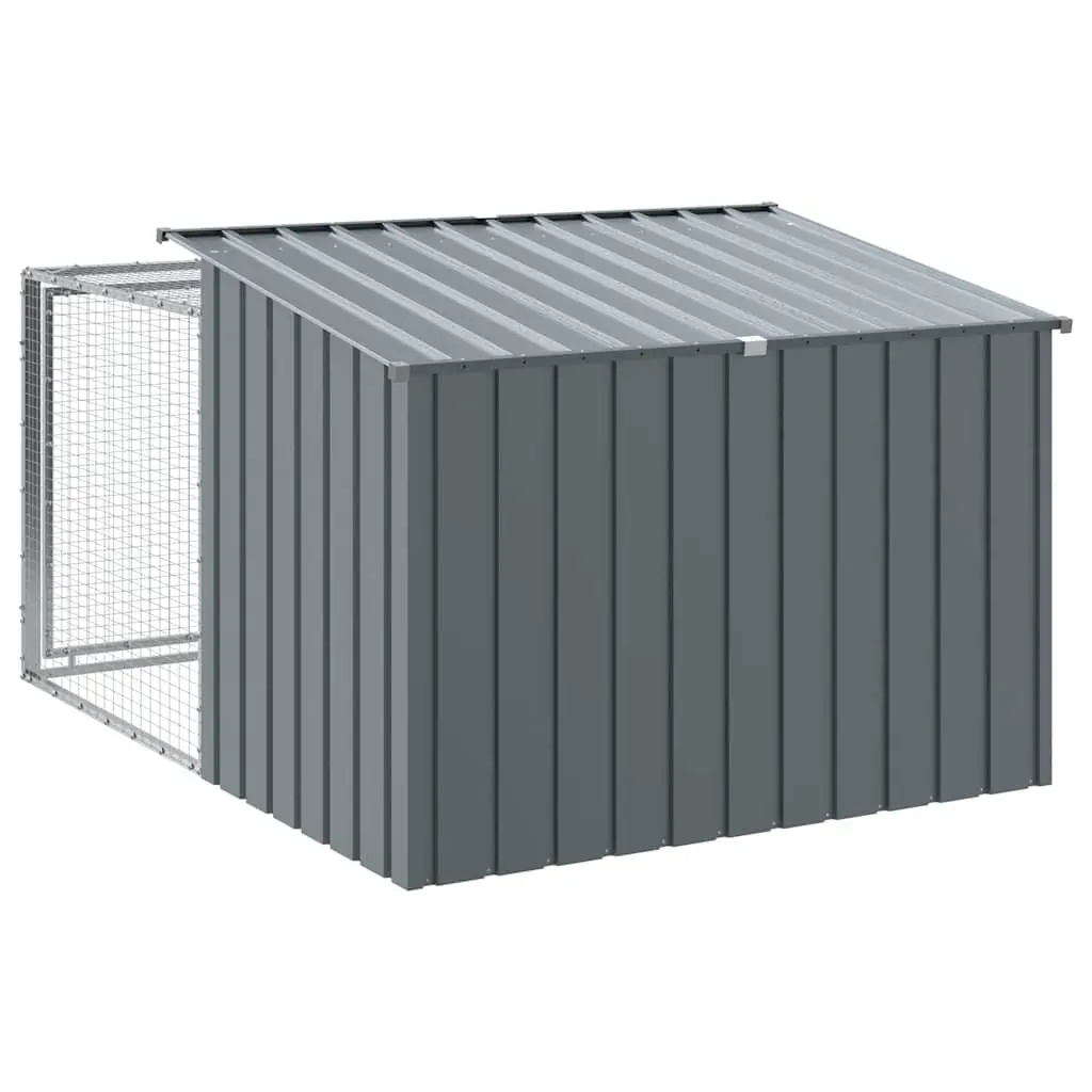 Anthracite Steel Dog House with Run