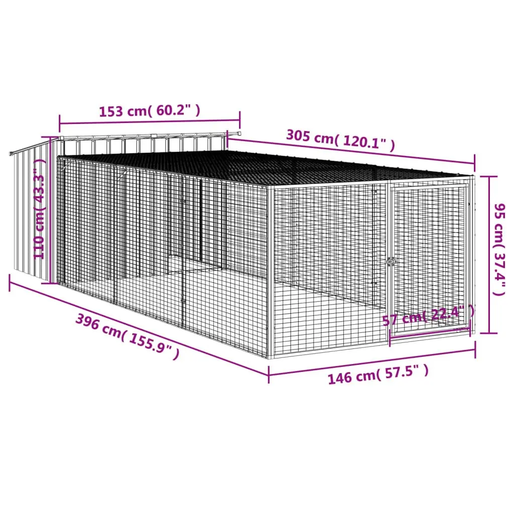 Anthracite Dog House with Extended Run