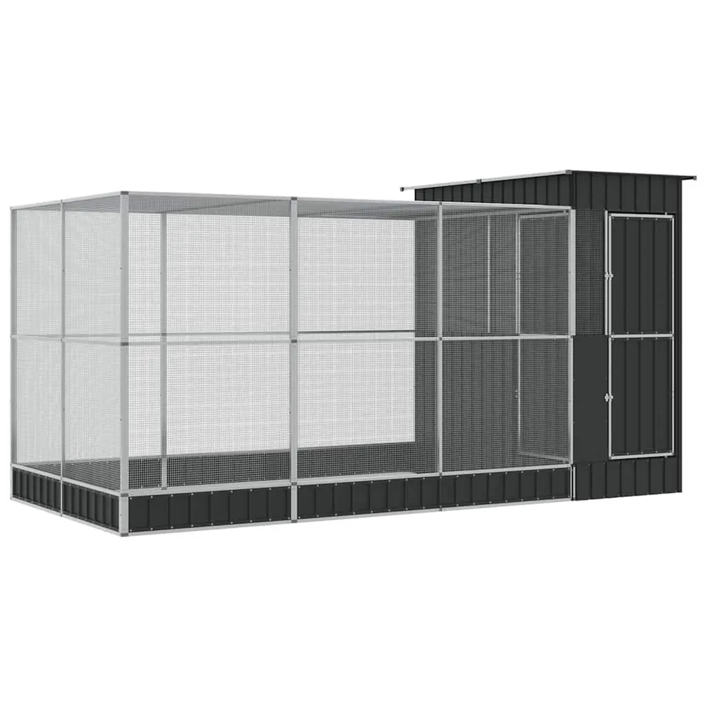 Aviary Silver Galvanised Steel 416x203x216 cm Mesh Bird Cage Outdoor