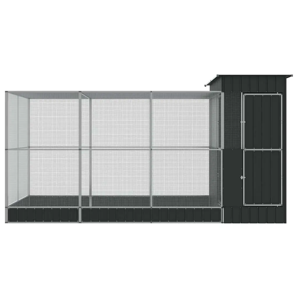 Aviary Silver Galvanised Steel 416x203x216 cm Mesh Bird Cage Outdoor