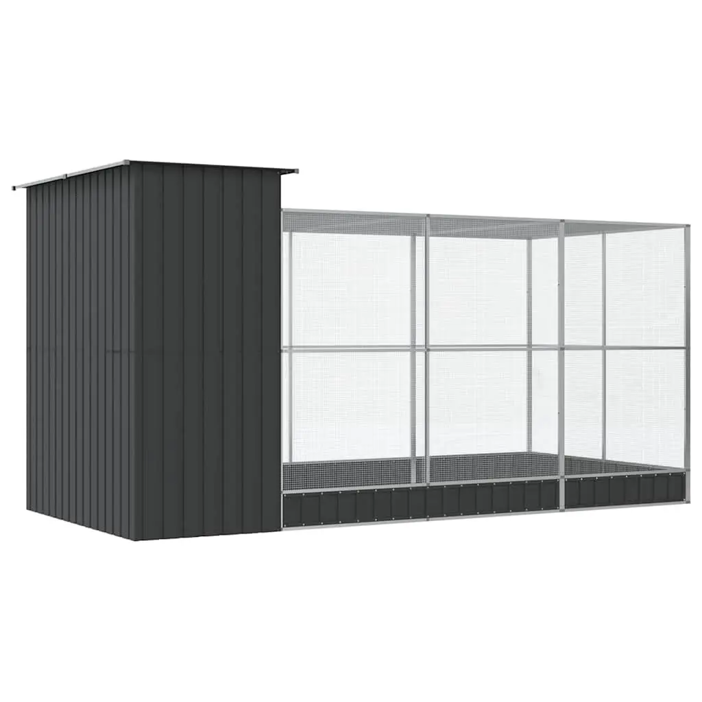 Aviary Silver Galvanised Steel 416x203x216 cm Mesh Bird Cage Outdoor