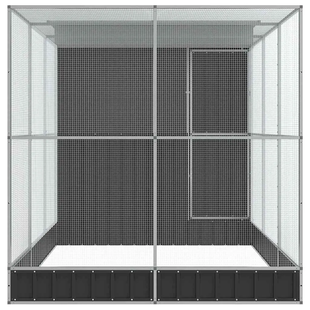 Aviary Silver Galvanised Steel 416x203x216 cm Mesh Bird Cage Outdoor