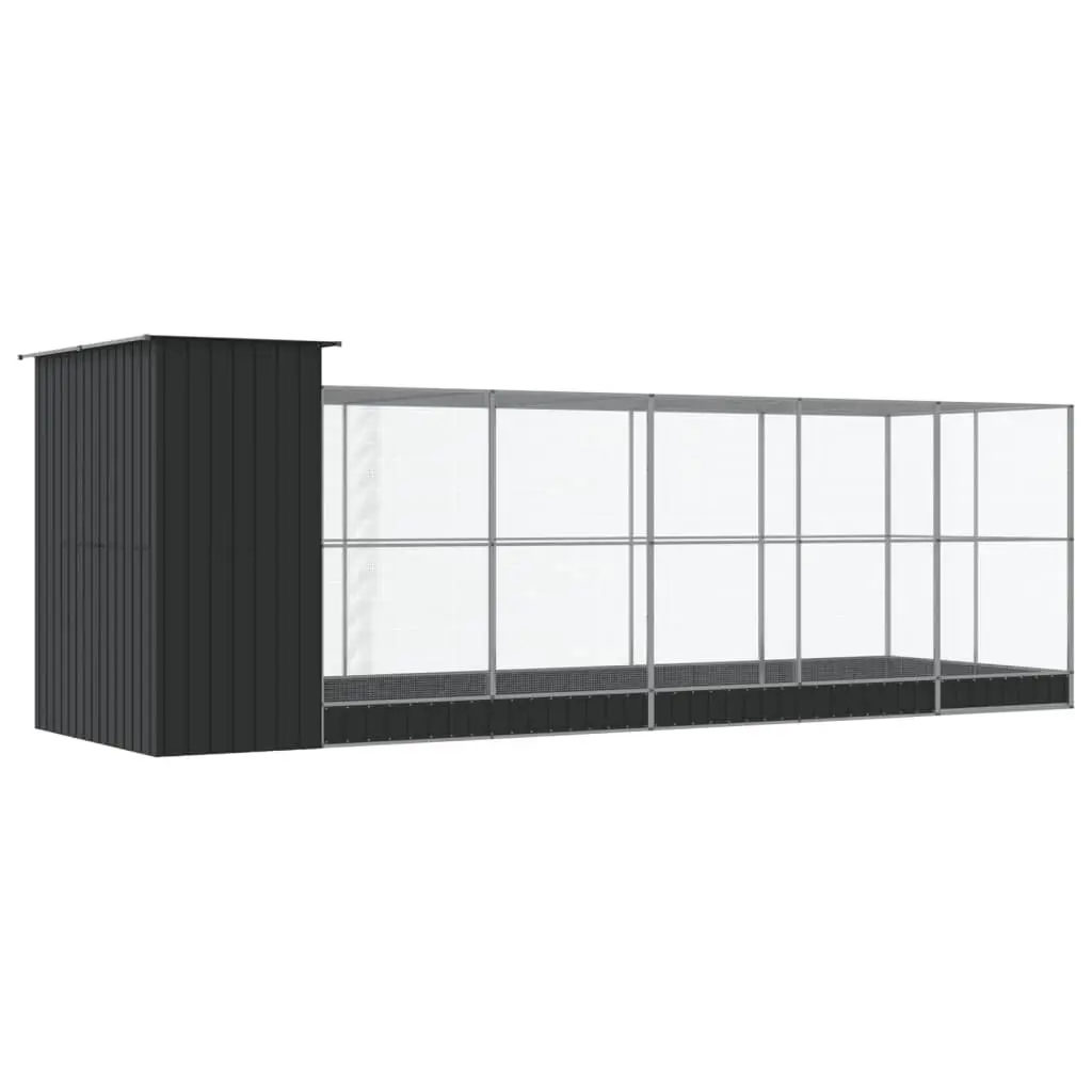 Large Steel Aviary with Extension Silver 623x203x216cm Bird Cage Outdoor Play