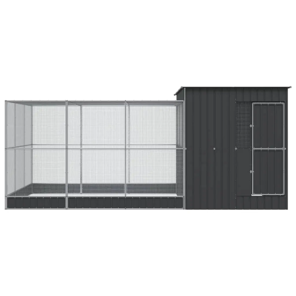 Steel Frame Aviary with Extension, Silver 497x303x216 cm