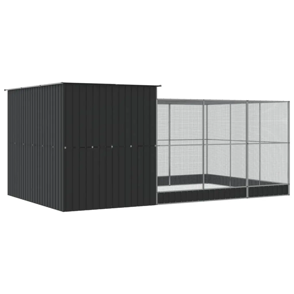 Steel Frame Aviary with Extension, Silver 497x303x216 cm