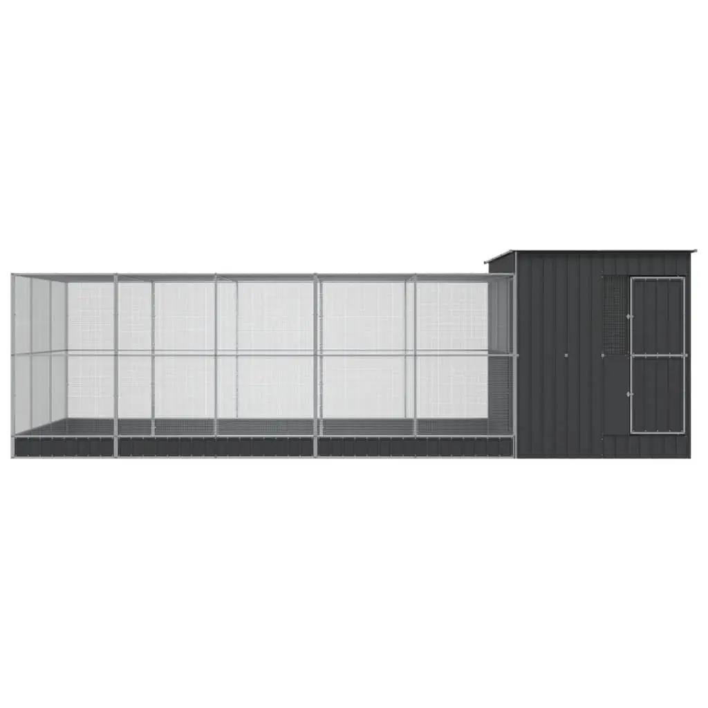 Large Aviary Galvanised Steel 704 x 303 x 216 cm Silver