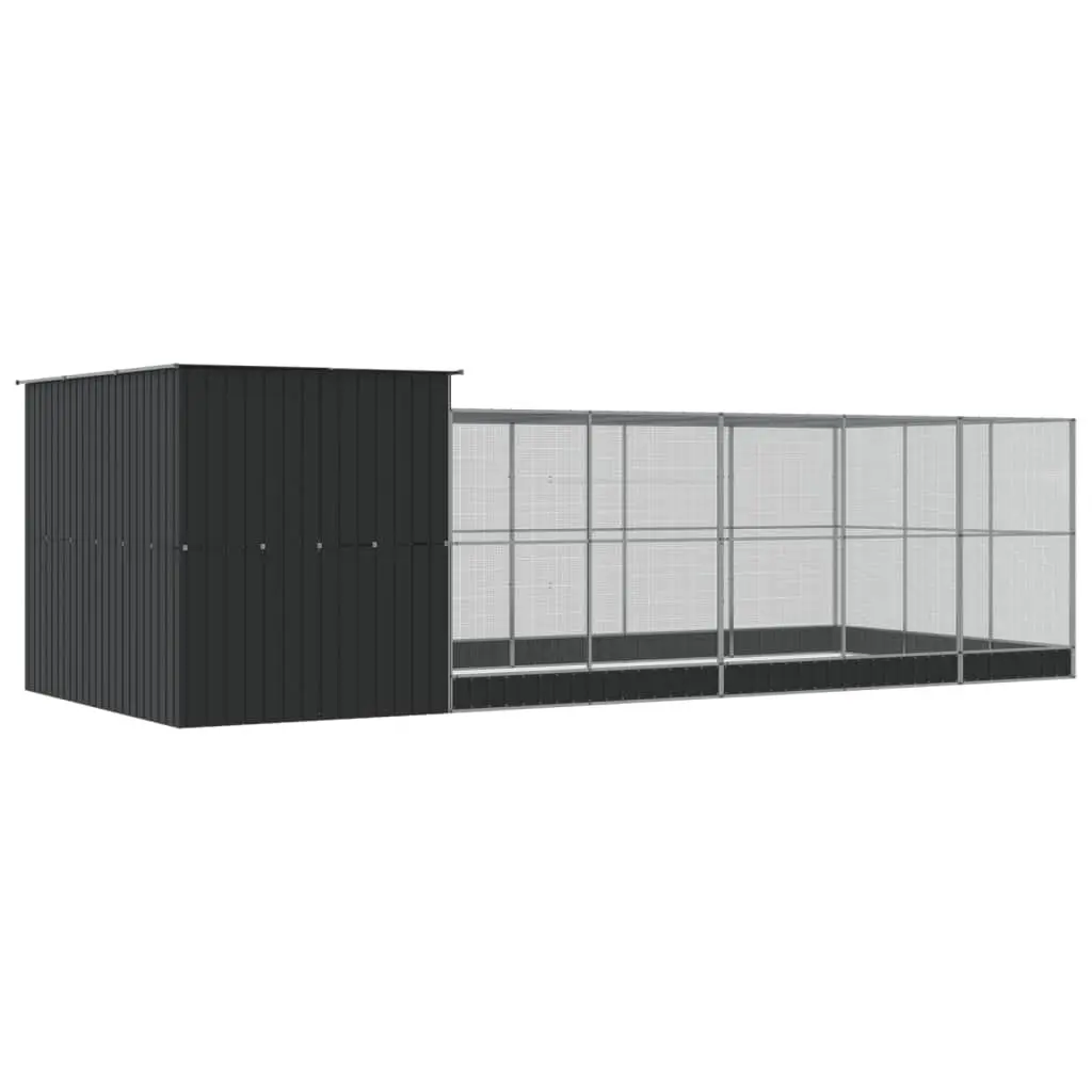 Large Aviary Galvanised Steel 704 x 303 x 216 cm Silver