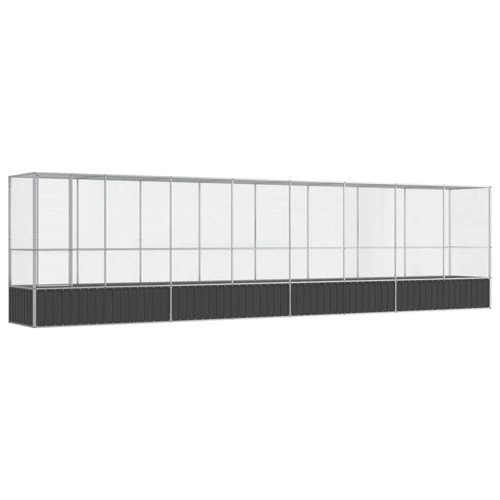 Bird Aviary Silver Galvanised Steel Large Outdoor Enclosure with Extension 834.5 x 107 x 212 cm