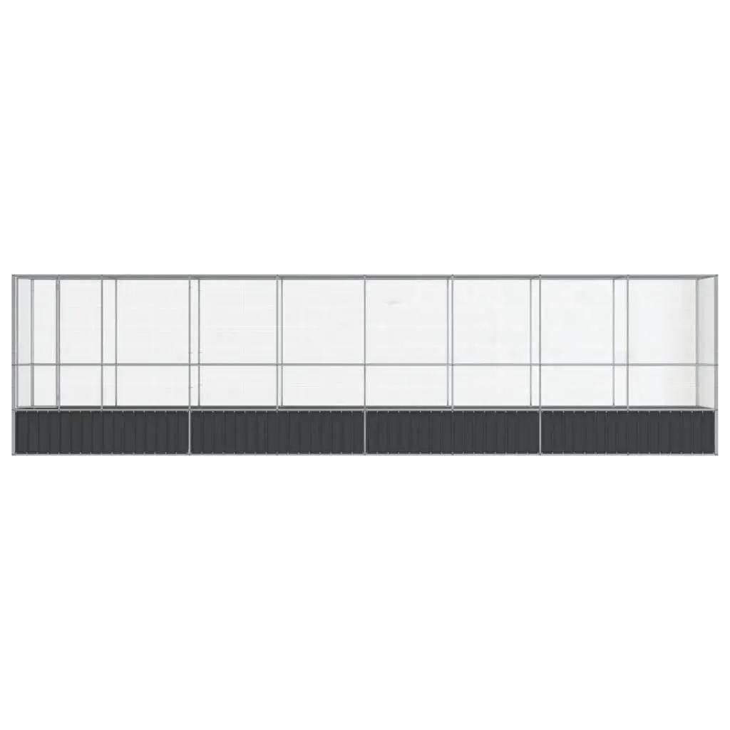 Bird Aviary Silver Galvanised Steel Large Outdoor Enclosure with Extension 834.5 x 107 x 212 cm