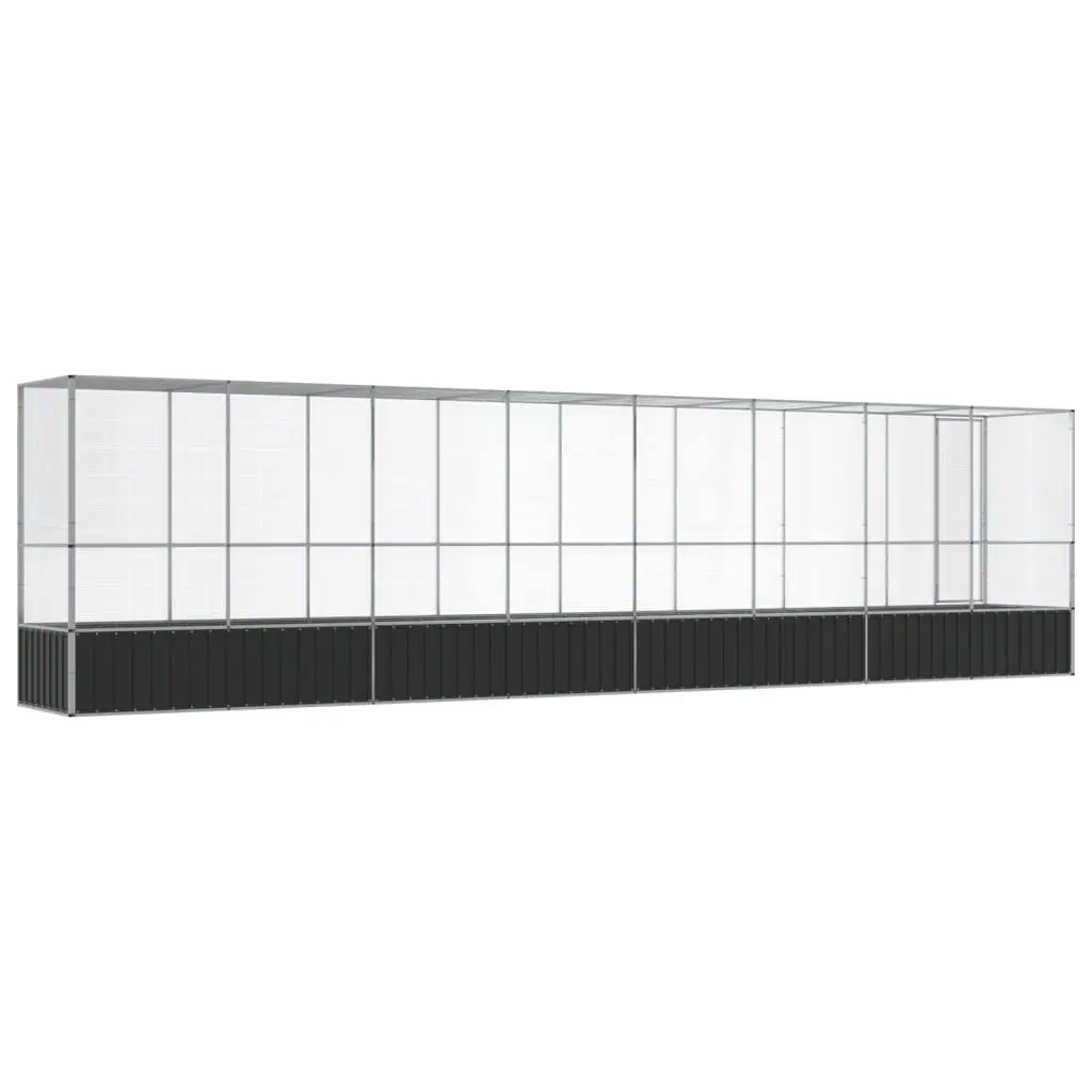 Bird Aviary Silver Galvanised Steel Large Outdoor Enclosure with Extension 834.5 x 107 x 212 cm