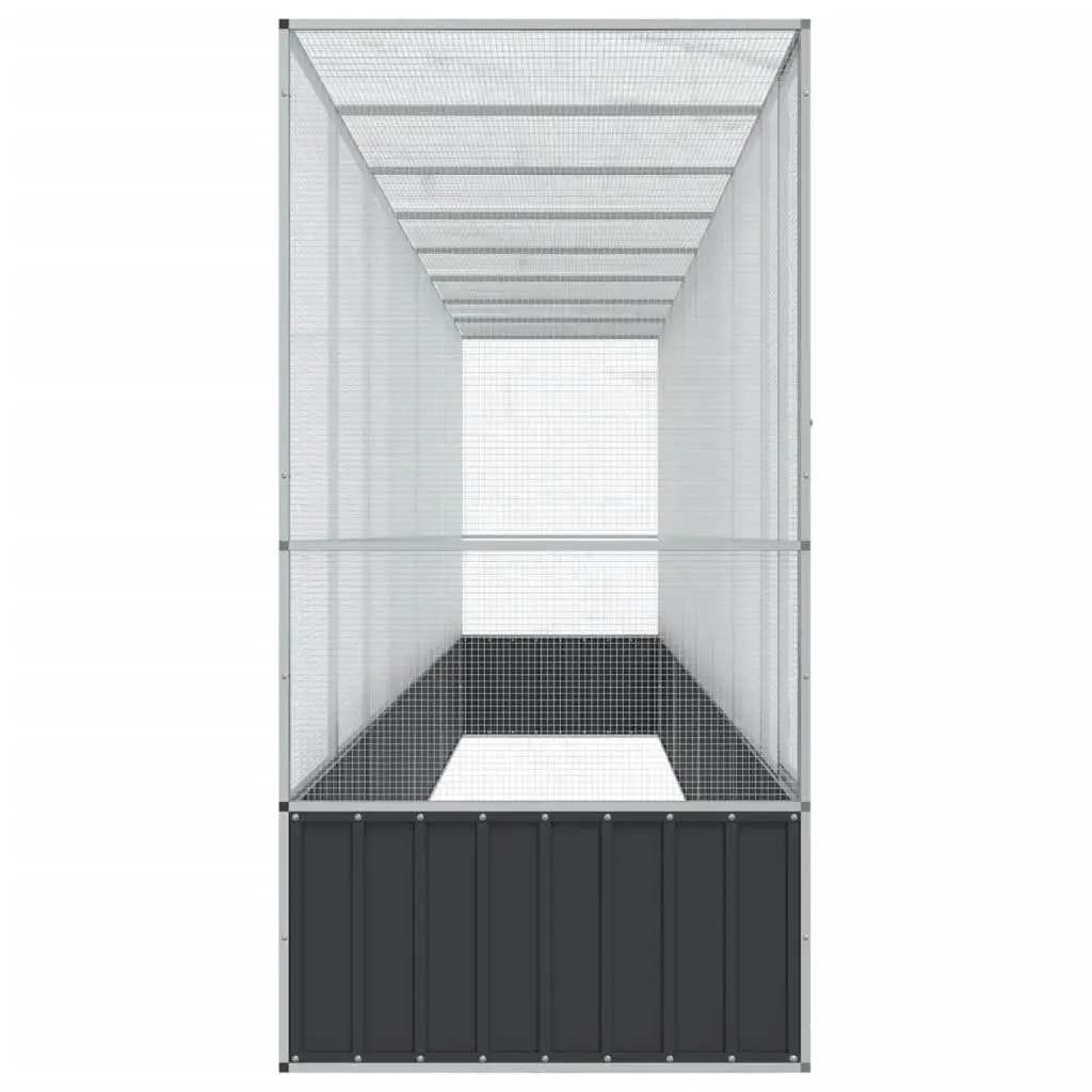 Bird Aviary Silver Galvanised Steel Large Outdoor Enclosure with Extension 834.5 x 107 x 212 cm
