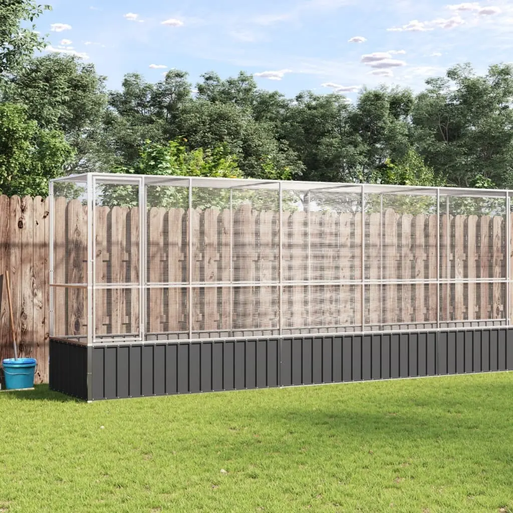 Large Bird Aviary with Extension Silver Steel Mesh