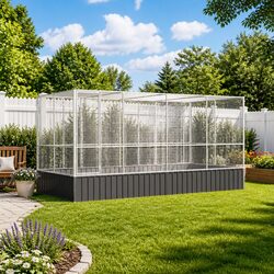 Premium Large Bird Aviary with Extension in Silver