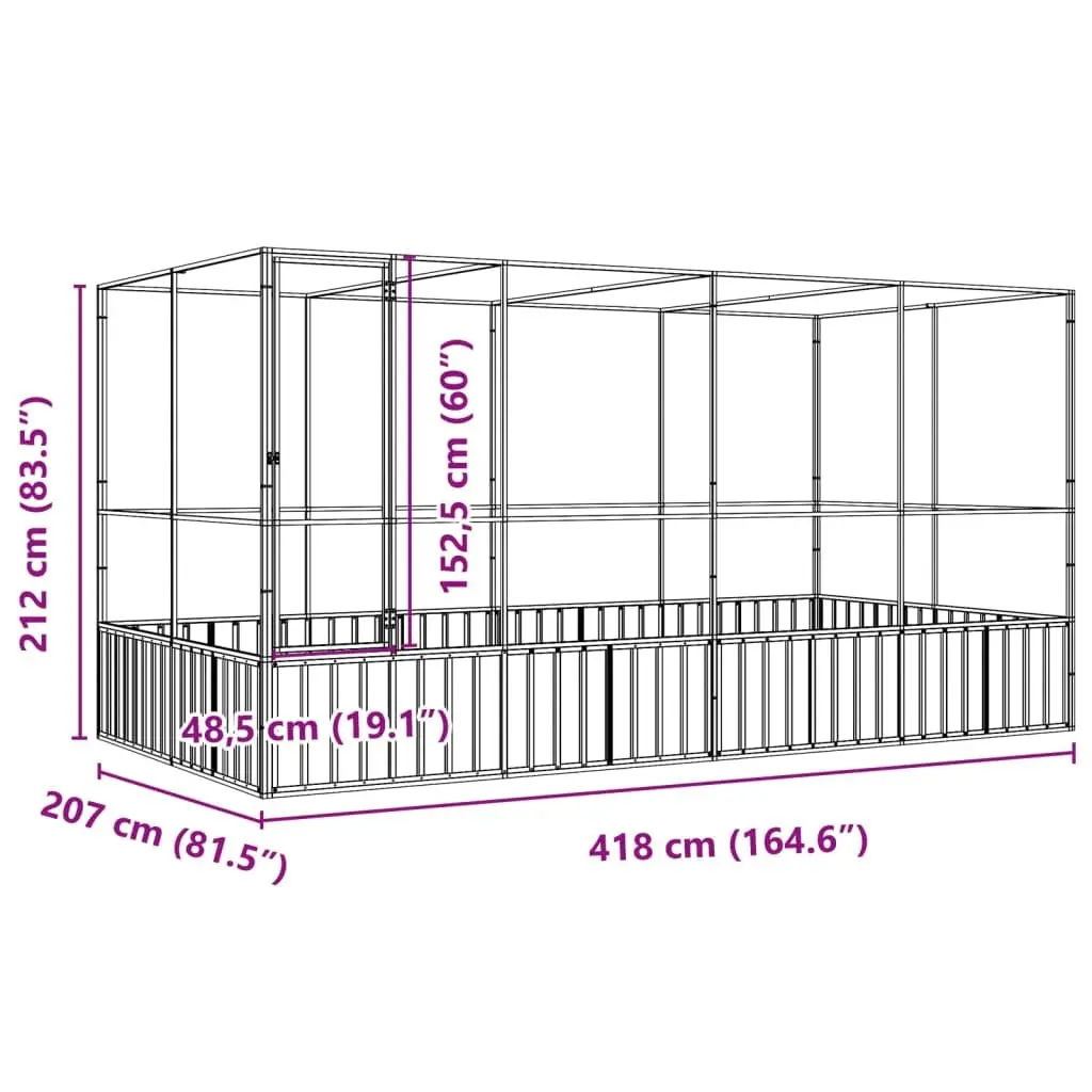 Large Bird Aviary with Extension in Silver