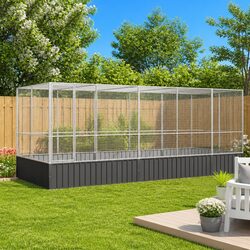 Durable Large Bird Aviary with Extension Silver Steel Mesh