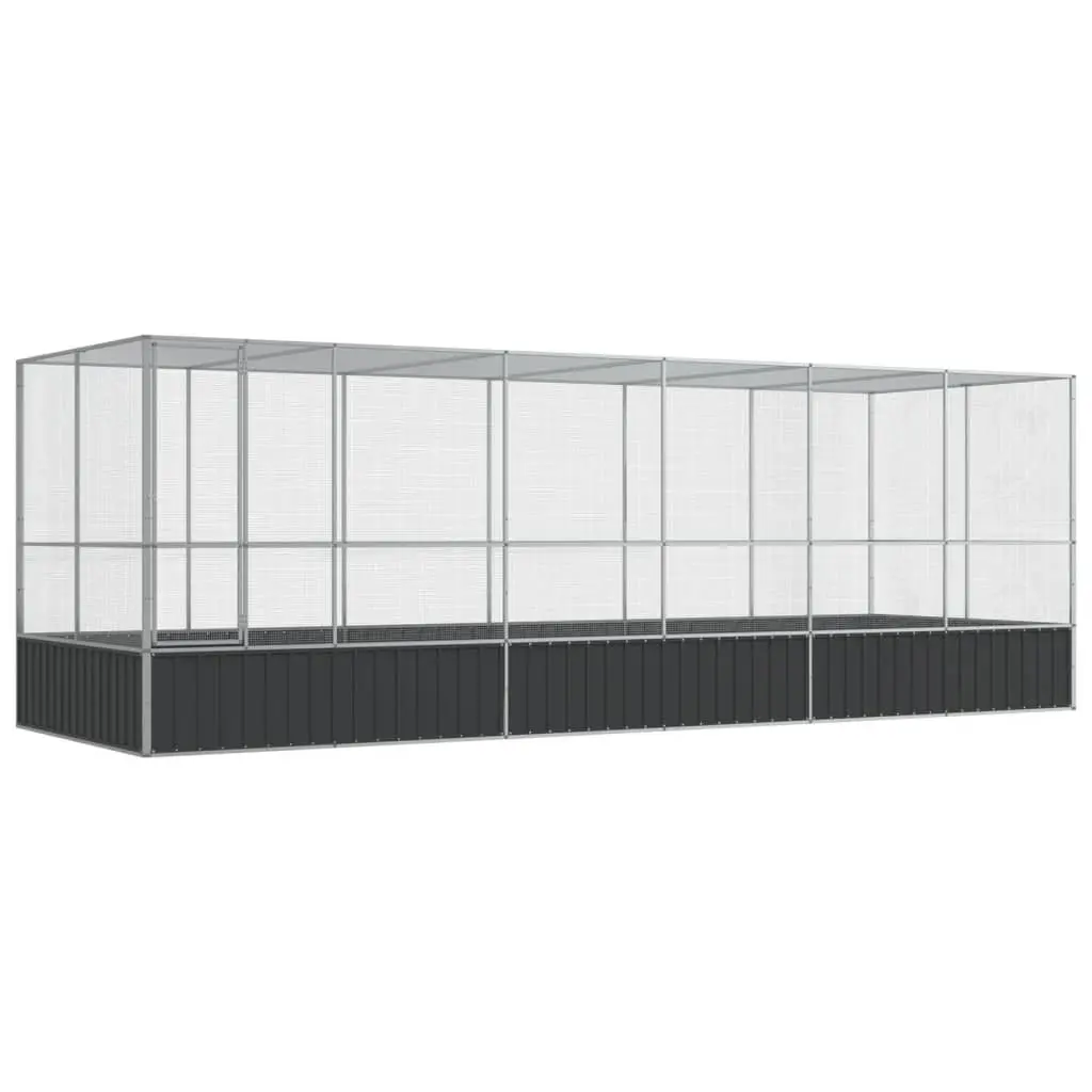 Large Bird Aviary with Extension Silver Steel Mesh