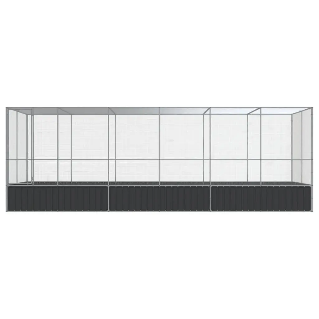 Large Bird Aviary with Extension Silver Steel Mesh