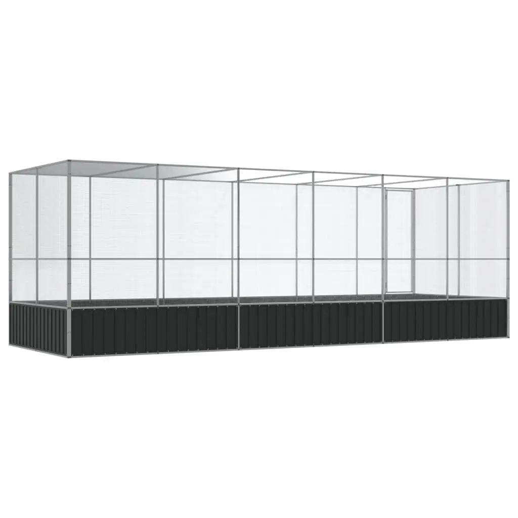 Large Bird Aviary with Extension Silver Steel Mesh
