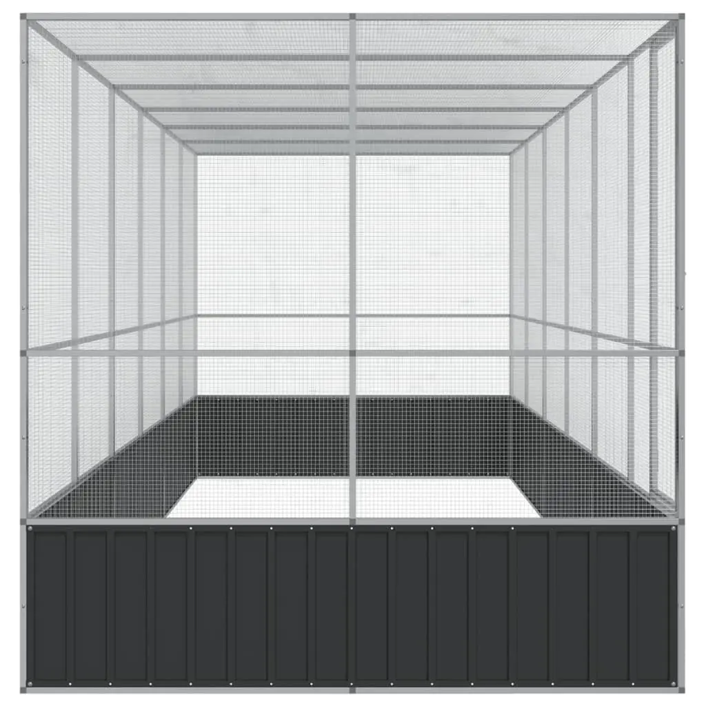 Large Bird Aviary with Extension Silver Steel Mesh