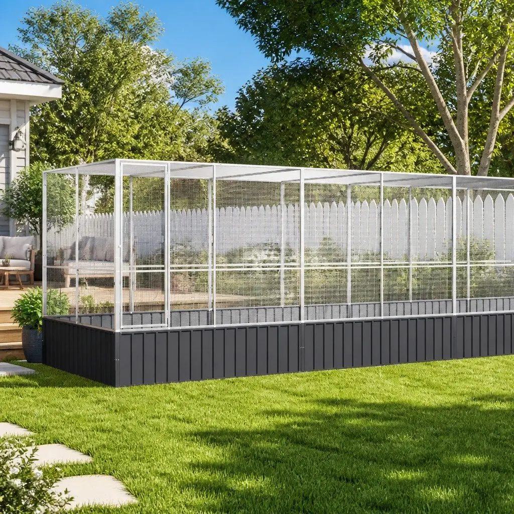 Large Bird Aviary with Extension for Outdoor Use