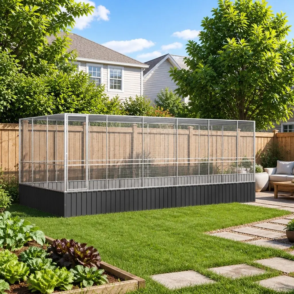 Bird Aviary Galvanised Steel Large Outdoor Silver