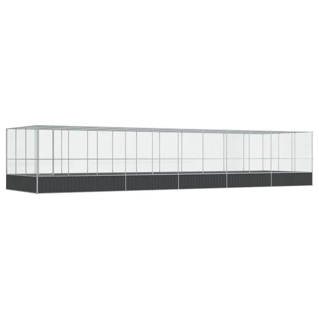 Aviary Steel Frame Mesh Bird Cage Silver 1139x307x212cm