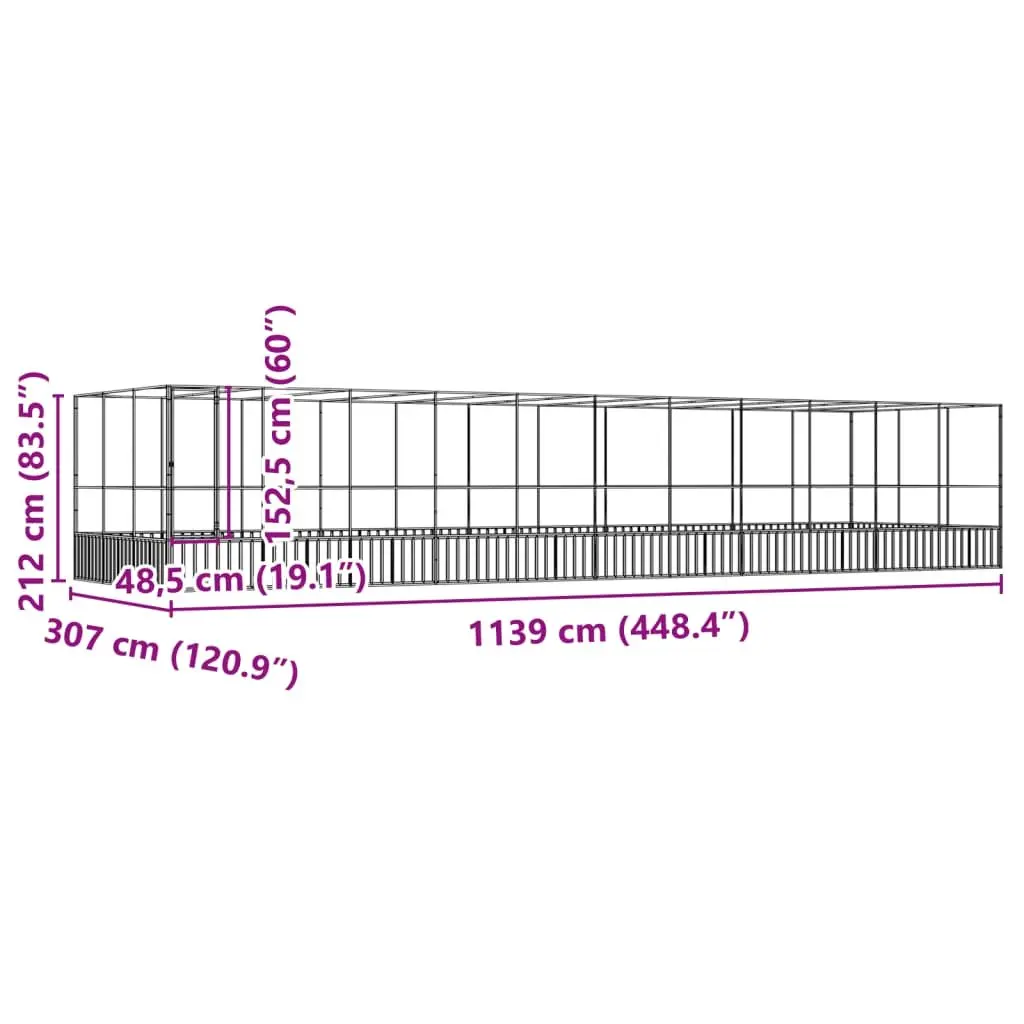 Aviary Steel Frame Mesh Bird Cage Silver 1139x307x212cm