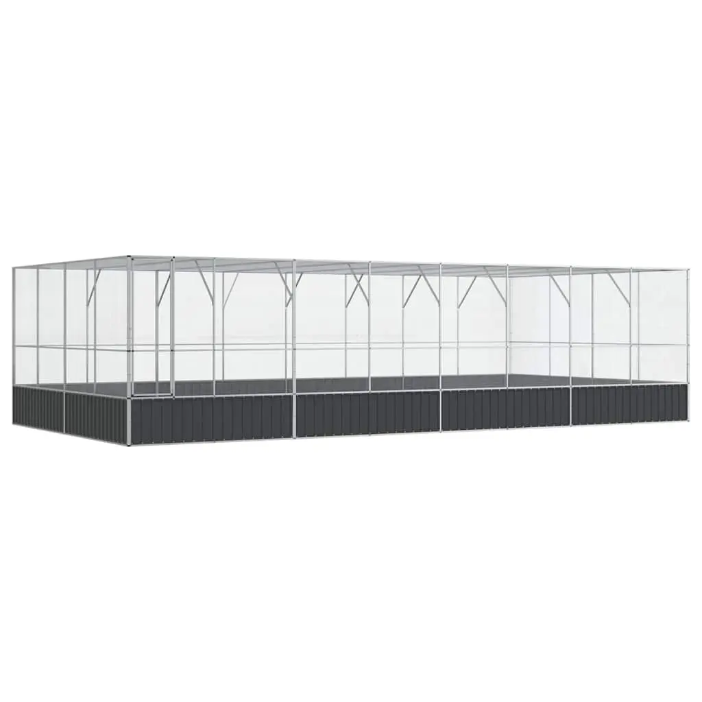 Large Silver Outdoor Bird Aviary with Extension