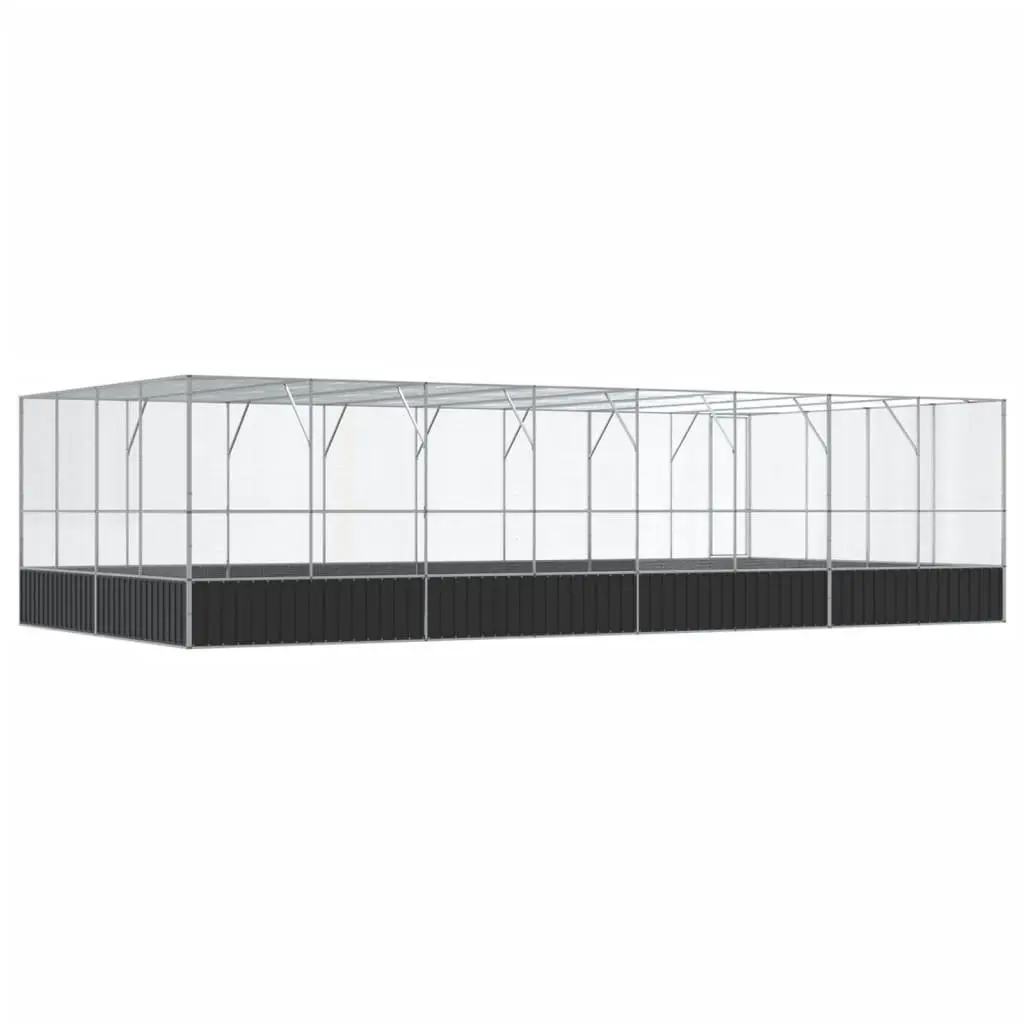 Large Silver Outdoor Bird Aviary with Extension