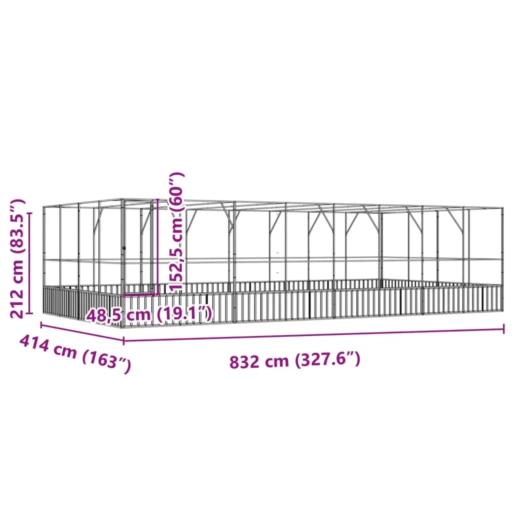 Large Silver Outdoor Bird Aviary with Extension