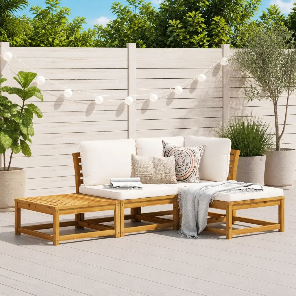4 Piece Outdoor Sectional Sofa Set with Cushions