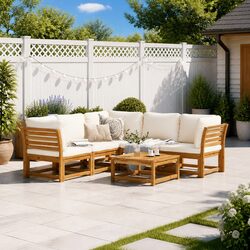 Durable 6-Piece Brown Outdoor Sectional Sofa Set