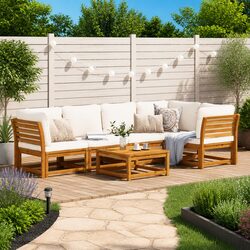 Outdoor Sectional Sofa 6-Piece Garden Lounge Set in Brown