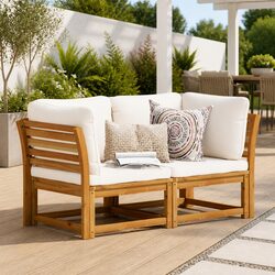 Durable 2-Seater Outdoor Garden Sofa with Cushions