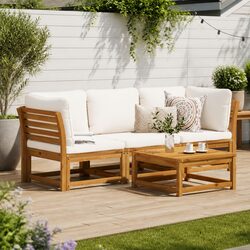 Durable 3 Piece Garden Lounge Set with Cushions in Brown