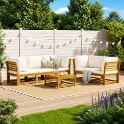 6-Piece Outdoor Sectional Sofa Set with Cushions