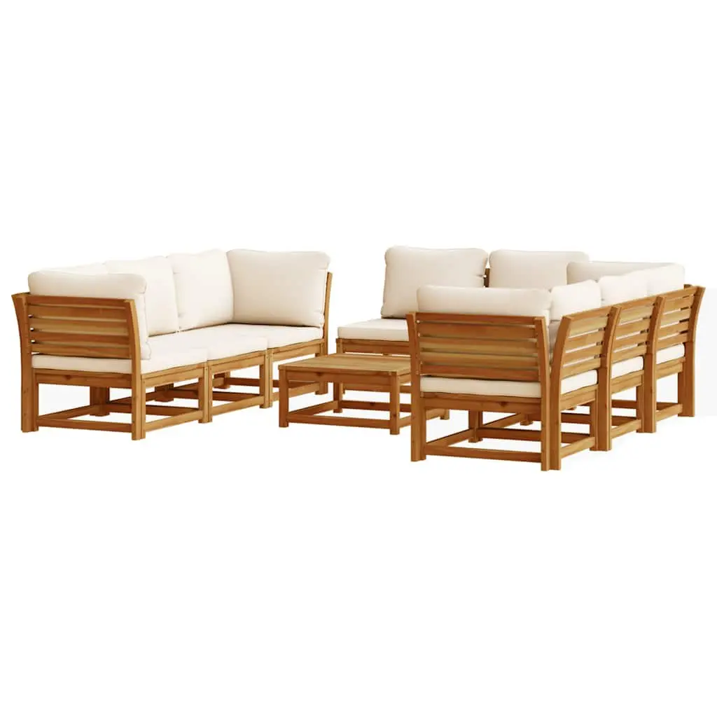 Garden Lounge Set 9 Piece Outdoor Sectional Sofa with Cushions Acacia Wood