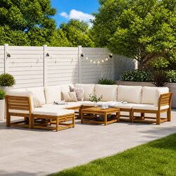 Elegant 9 Piece Outdoor Lounge Set with Brown Cushions