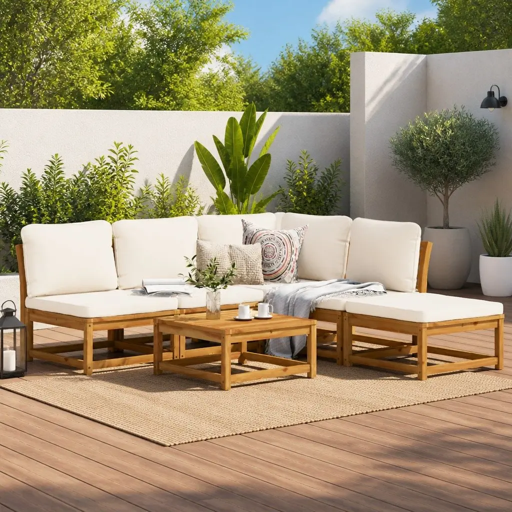 6 Piece Outdoor Sectional Sofa with Cushions