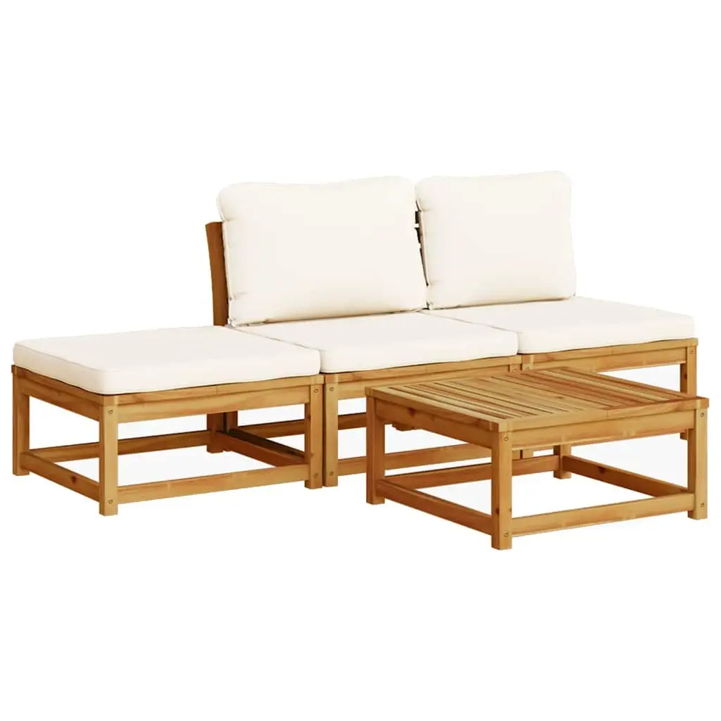 4-Piece Brown Outdoor Sectional Sofa Lounge Set