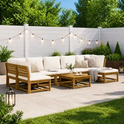 8-Piece Outdoor Sectional Sofa Garden Lounge Set with Cushions