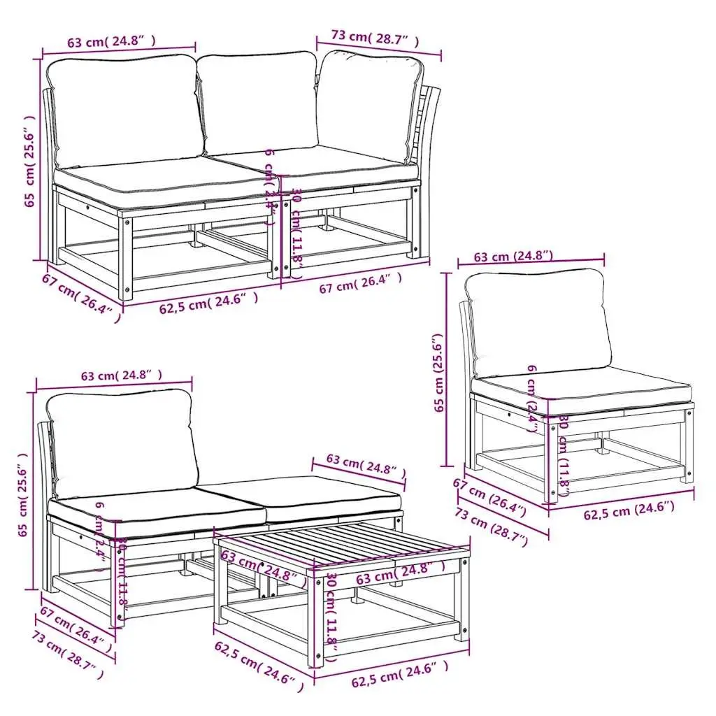 8-Piece Outdoor Sectional Sofa Garden Lounge Set with Cushions