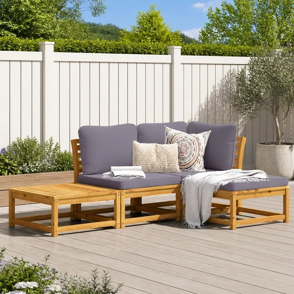 4-Piece Outdoor Sectional Sofa Set with Cushions